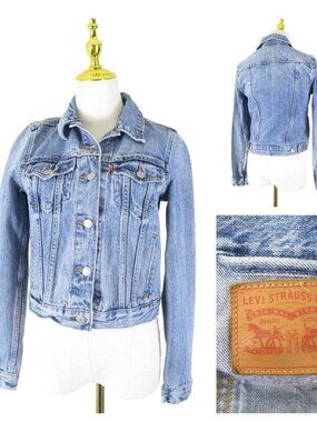 Levis Womens Light Denim Button Down Trucker Jean Jacket Light Wash Size S